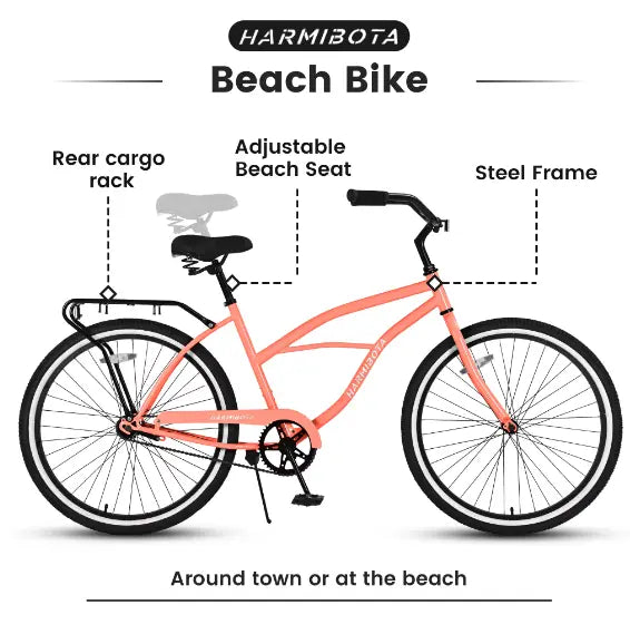 HARMI 26 Inch Beach Cruiser Bike