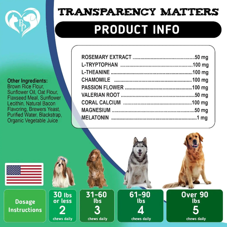 Hemp Calming Chews for Dogs Puppy Pet Separation Anxiety Relief Treats for Dog Whatever Retail