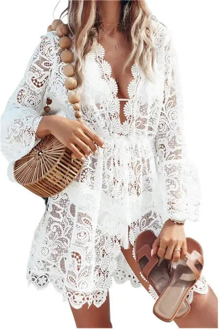 Hot Summer Lace Crochet Bikini Cover-Up