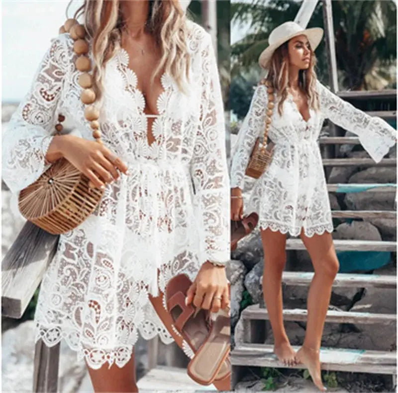 Hot Summer Lace Crochet Bikini Cover-Up