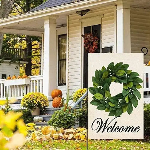 Magnolia Leaves Welcome Garden Flag