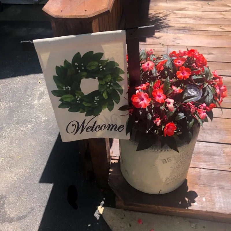 Magnolia Leaves Welcome Garden Flag