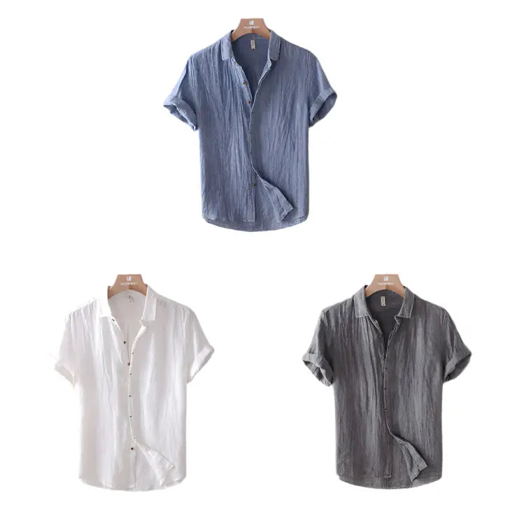 Men's Retro Distressed Linen Shirt
