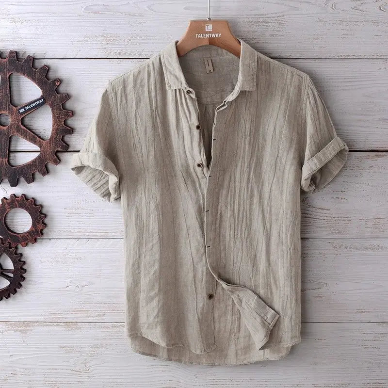 Men's Retro Distressed Linen Shirt