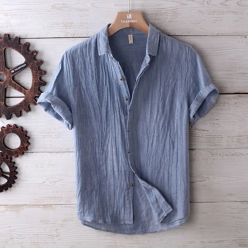 Men's Retro Distressed Linen Shirt