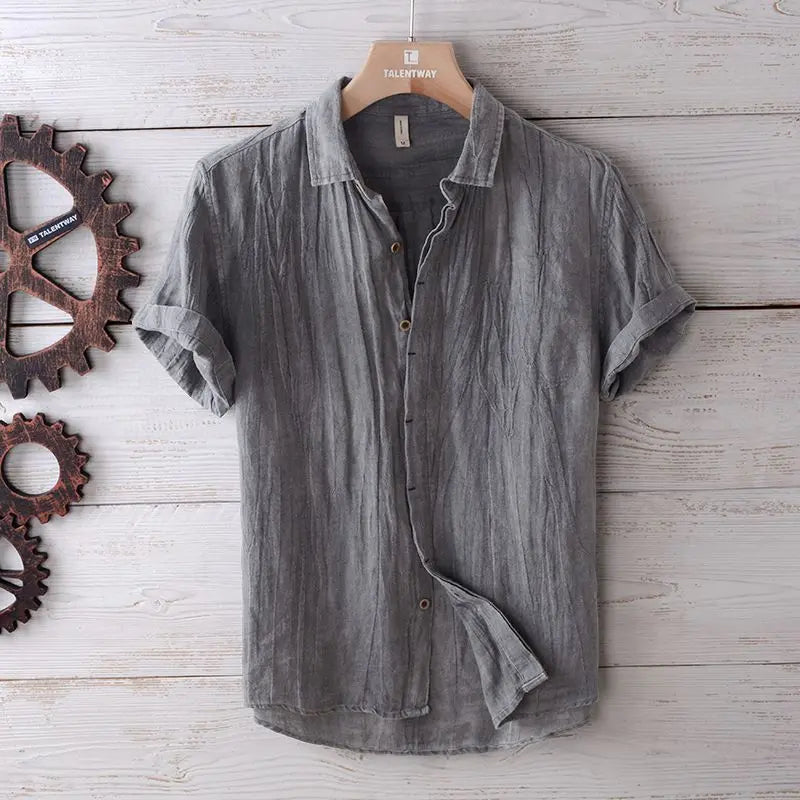 Men's Retro Distressed Linen Shirt