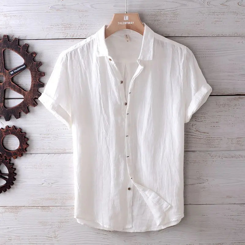 Men's Retro Distressed Linen Shirt