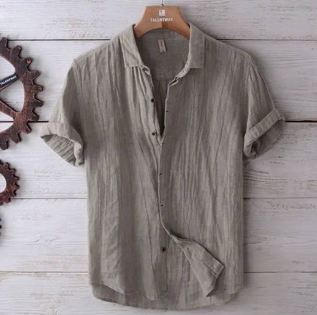 Men's Retro Distressed Linen Shirt