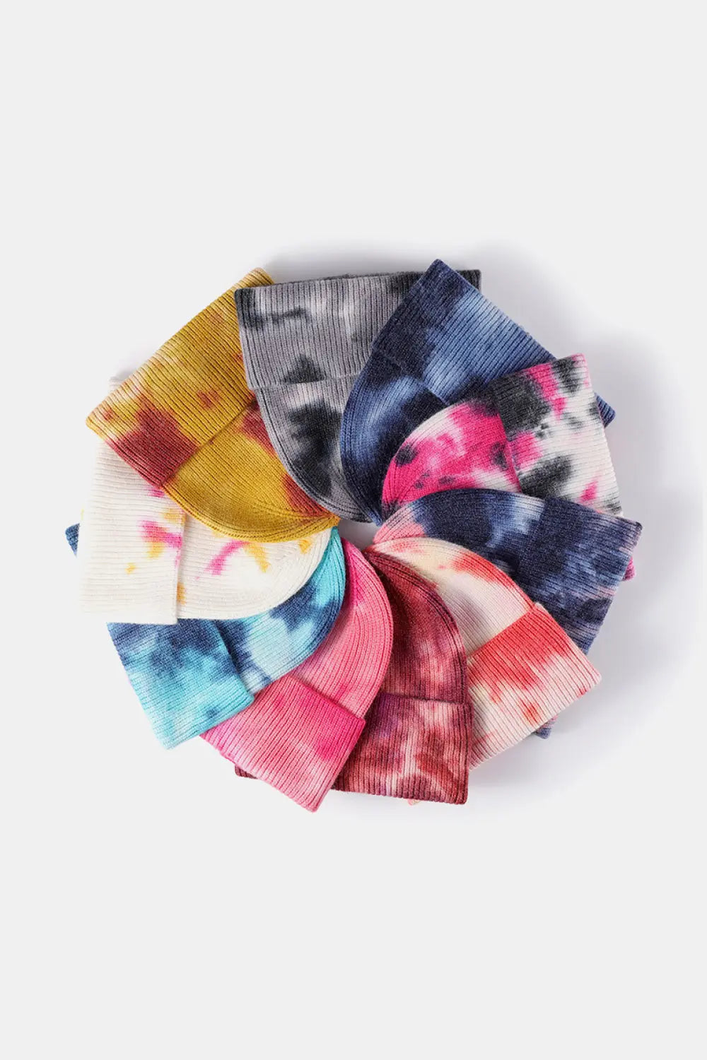 Stylish Tie-Dye Cuffed Rib-Knit Beanie Trendsi