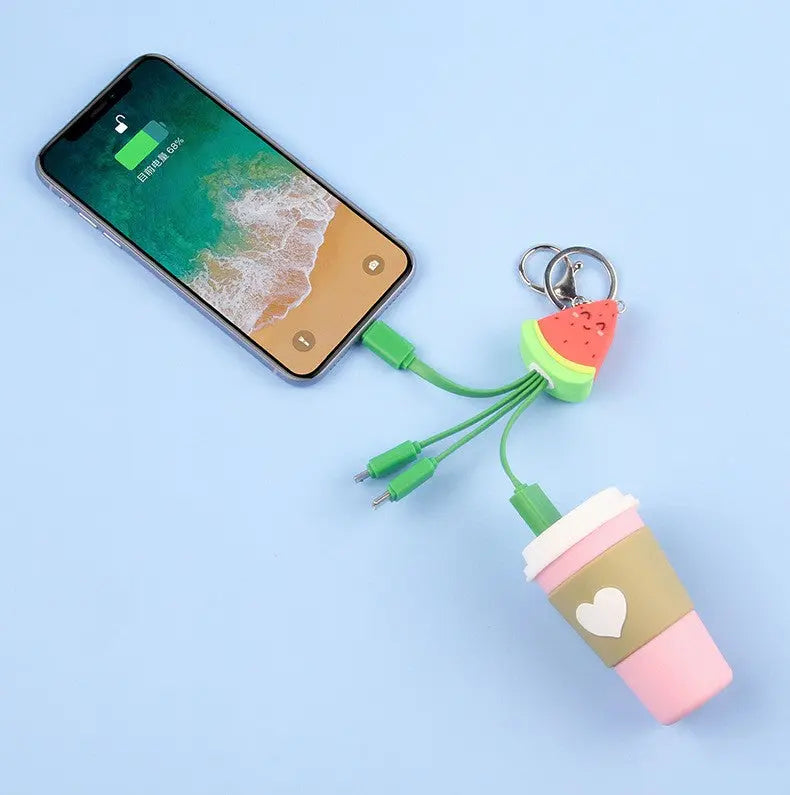 Watermelon Smiling Face Charging Cable Keychain
