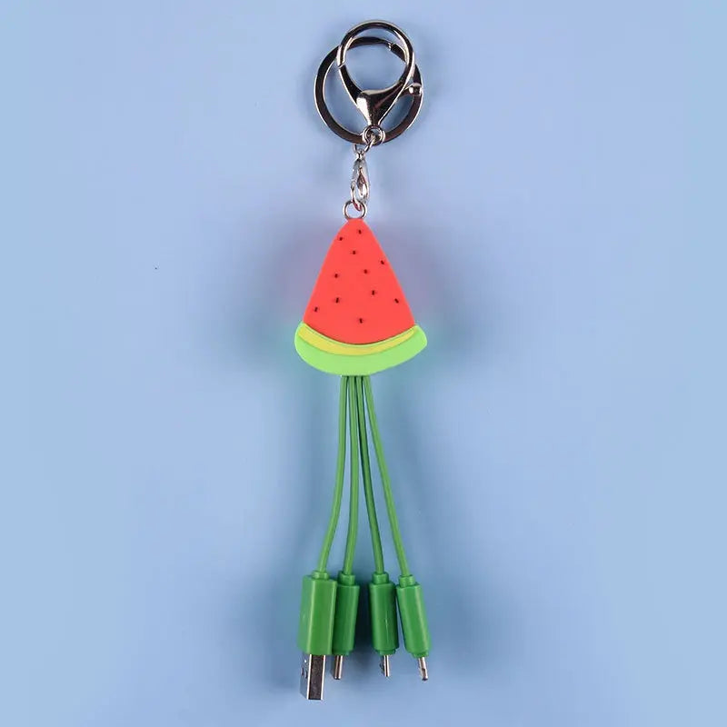 Watermelon Smiling Face Charging Cable Keychain