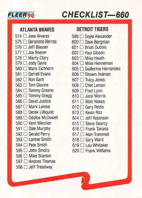 1990 Fleer Baseball Card