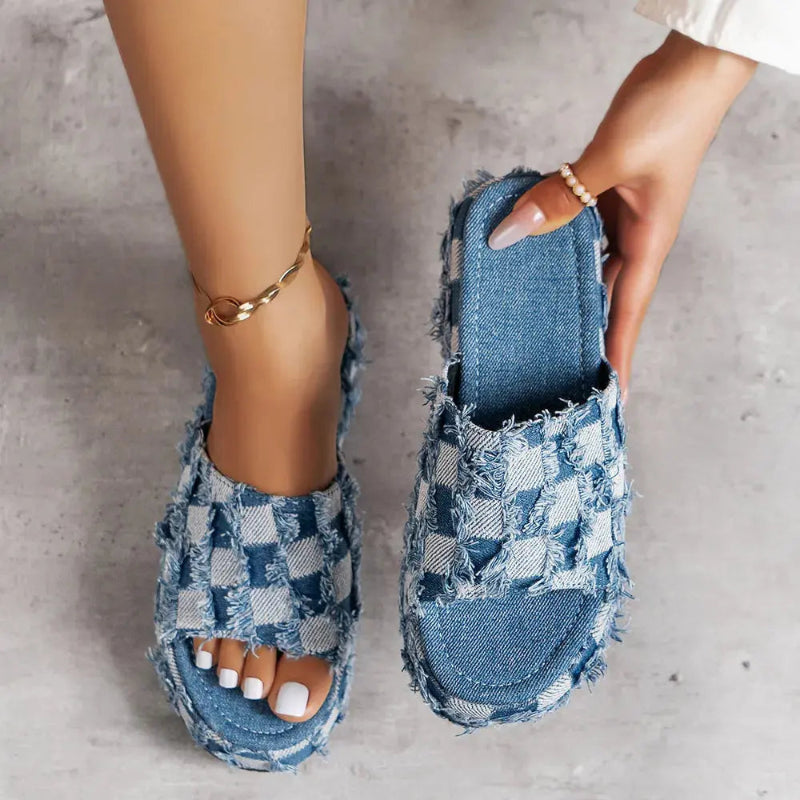 Raw-Hem-Plaid-Platform-Sandals
