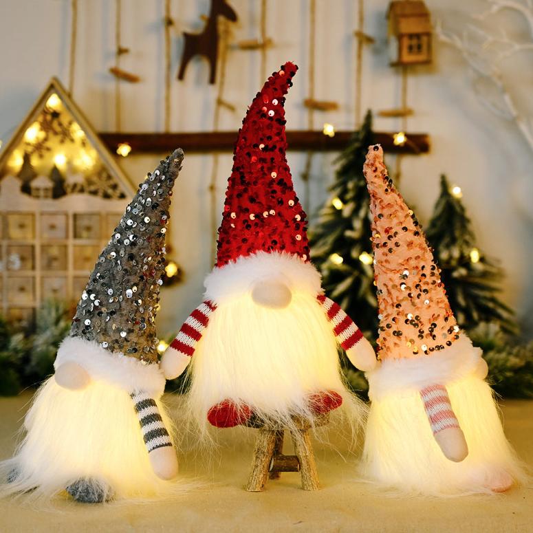 Sequin Light-Up Faceless Gnomes