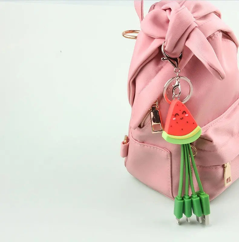 Watermelon Smiling Face Charging Cable Keychain