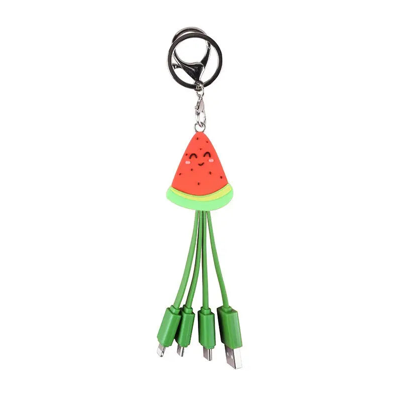 Watermelon Smiling Face Charging Cable Keychain