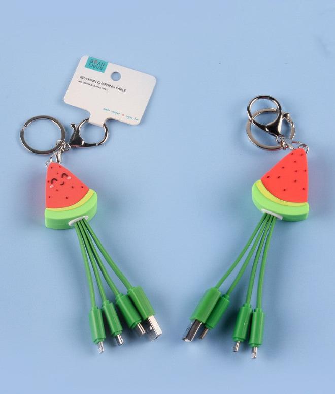 Watermelon Smiling Face Charging Cable Keychain