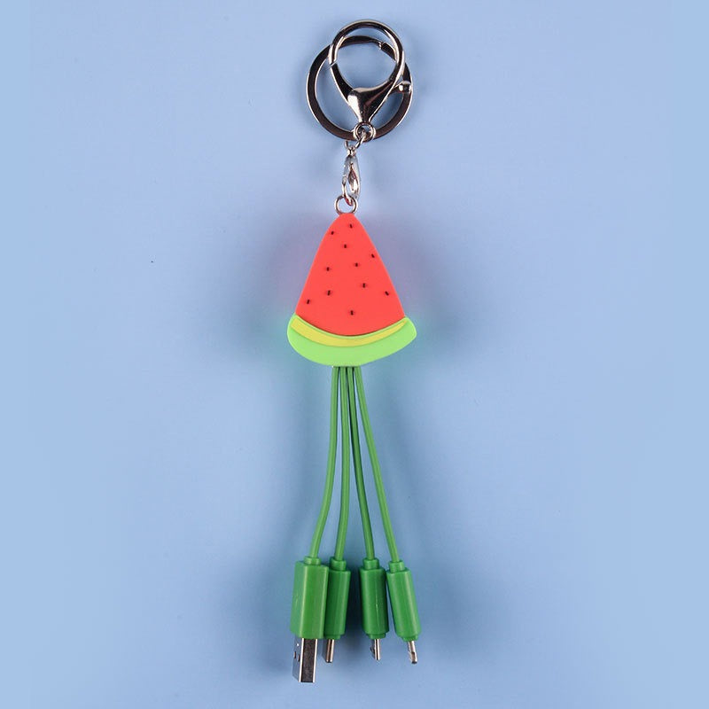 Watermelon Smiling Face Charging Cable Keychain