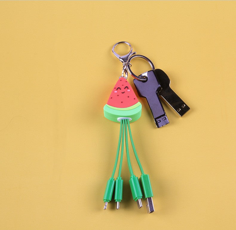 Watermelon Smiling Face Charging Cable Keychain