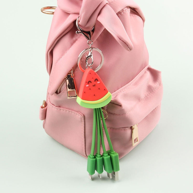 Watermelon Smiling Face Charging Cable Keychain