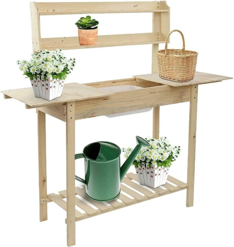 Wooden Potting Bench Table