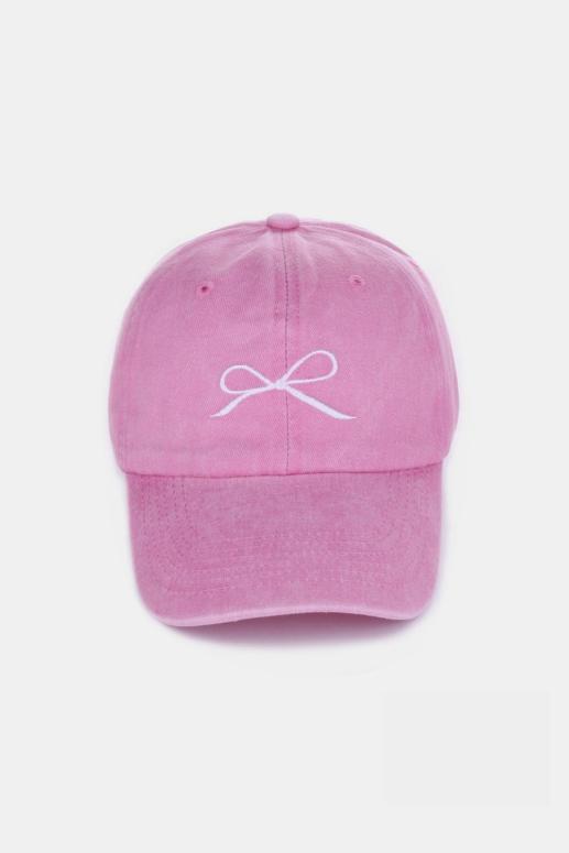 Zenana Bow Embroidered Washed Cotton Cap