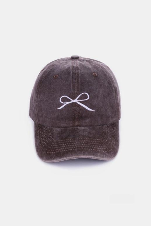 Zenana Bow Embroidered Washed Cotton Cap