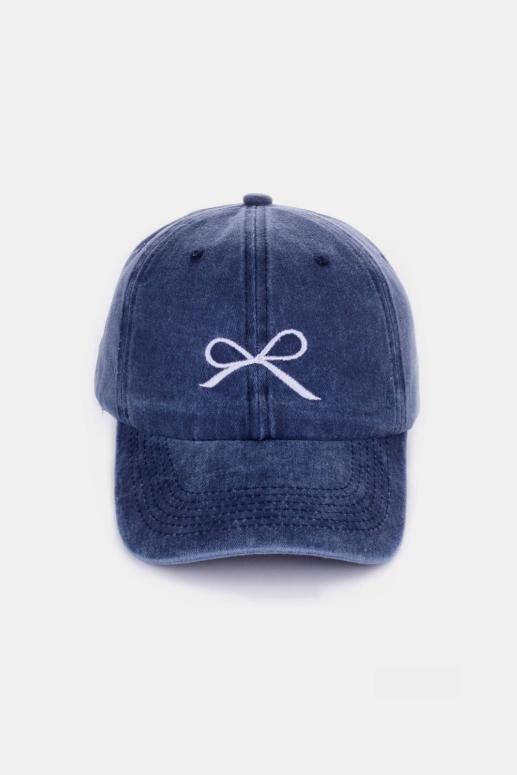 Zenana Bow Embroidered Washed Cotton Cap