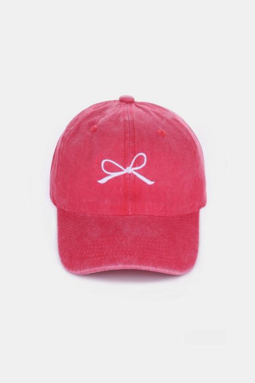 Zenana Bow Embroidered Washed Cotton Cap